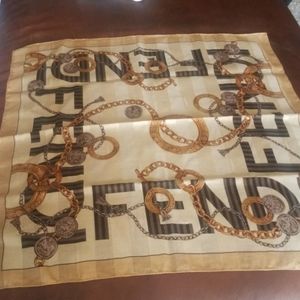 FENDI Raw Silk Gilded Bandana Scarf Headwrap